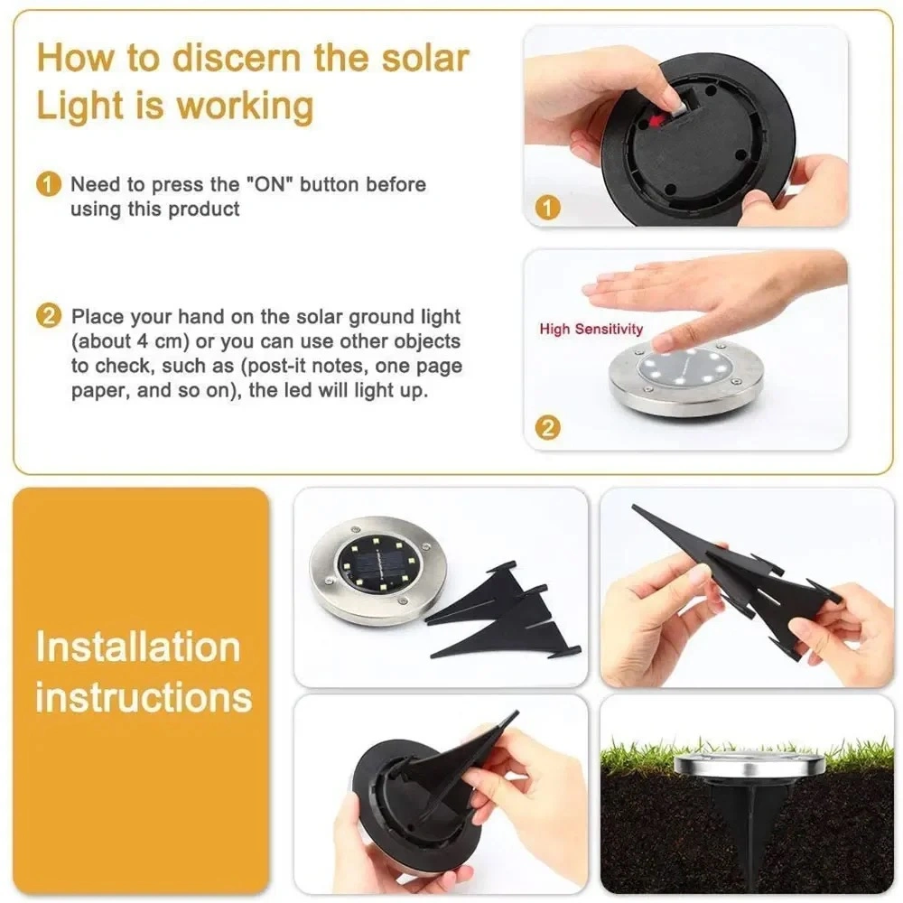 Solar Underground Garden Lights Lawn Pathway Buried Lamp Outdoor Waterproof Sidewalk Bright Landscape Inground Light