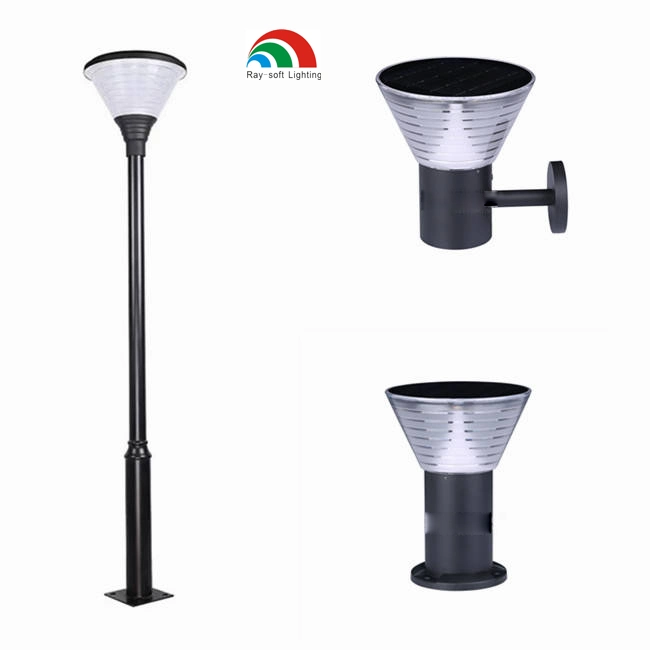 European Style Post Lamp Decoration Residential Path Pole Lighting Bright UFO Post Top Lantern Solar Garden Lights