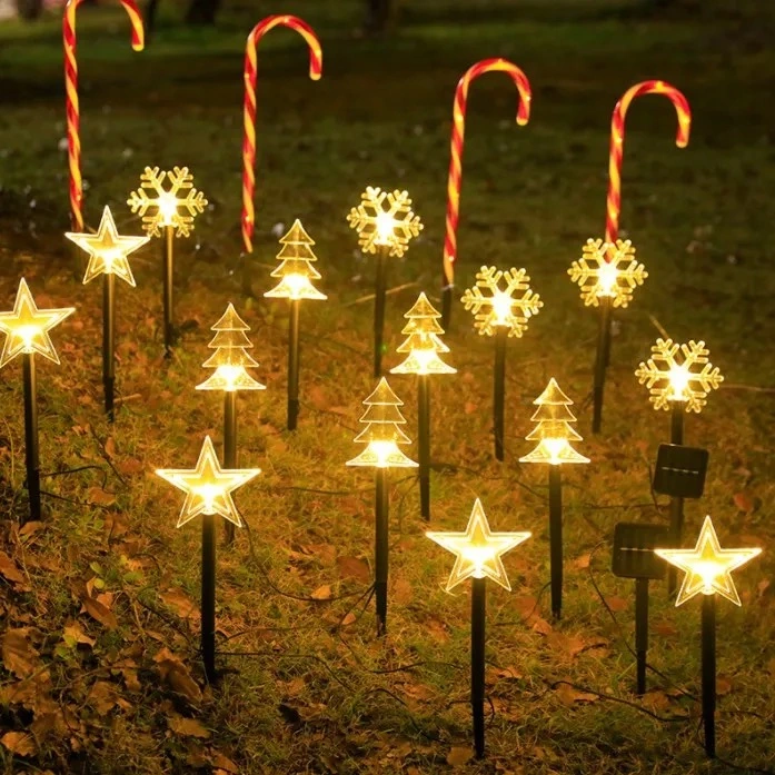 Solar Outdoor Waterproof Lawn Lights Christmas Garden Patio LED Stars Tree Atmosphere Decorative Lights