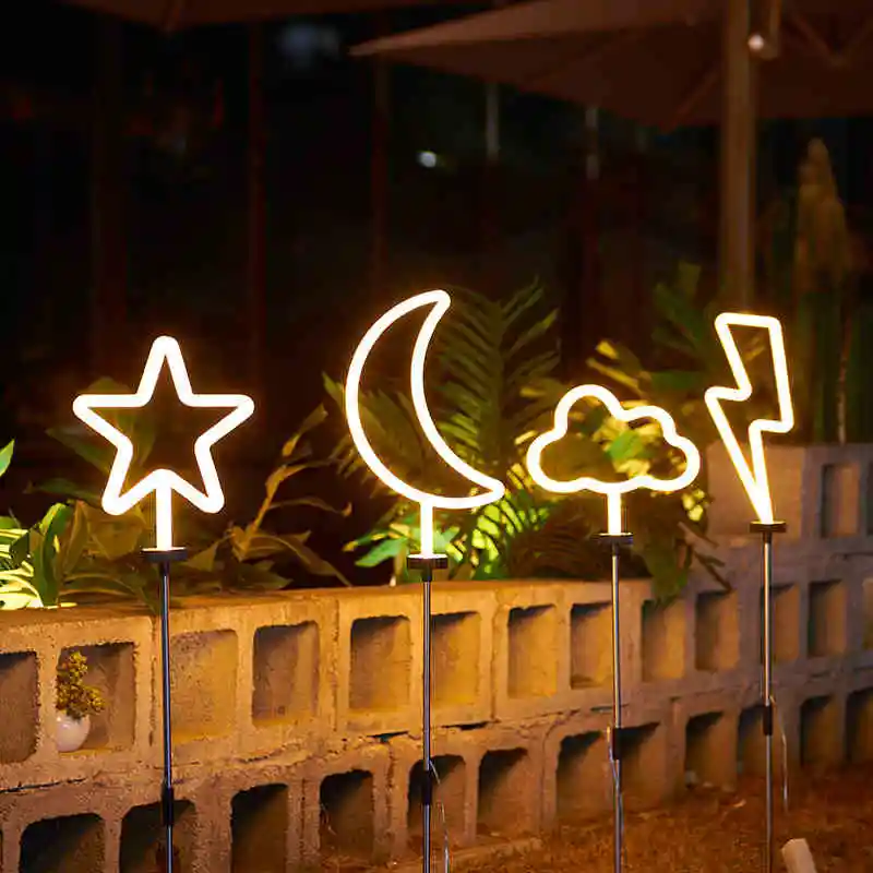 Wholesale Lawn Decor Neon Heart Style Solar Powered Garden Stake Lights for Outdoor Decorative Lamp