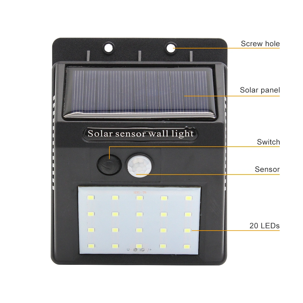 LED Solar Light 3 Modes PIR Motion Sensor Solar Wall Lamp for Path Garden Yard Street Patio Emergency Lighting