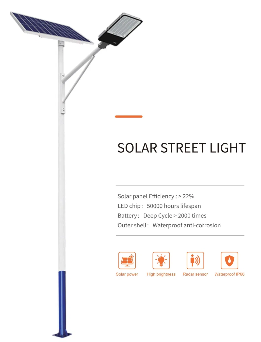 Cool White IP65 Outdoor Split Street Garden Solar Light