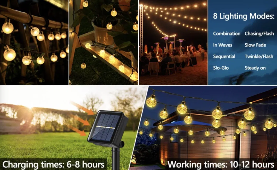 30-200LED Solar Holiday Wedding Lamp for for Garden Patio Gate Yard