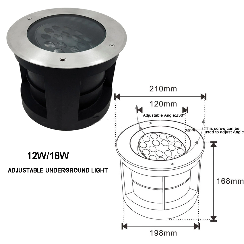 2023 New LED Tiltable Adjustable Angle Stainless Steel Outdoor IP67 Buried Inground Garden Floor Underground Lamp