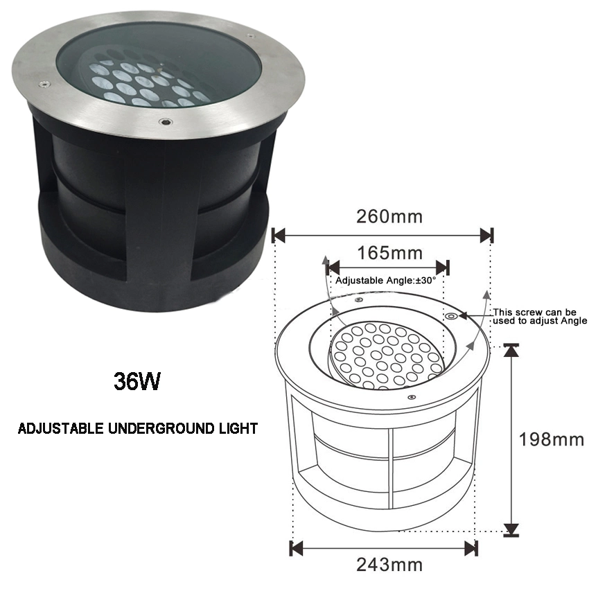 2023 New LED Tiltable Adjustable Angle Stainless Steel Outdoor IP67 Buried Inground Garden Floor Underground Lamp