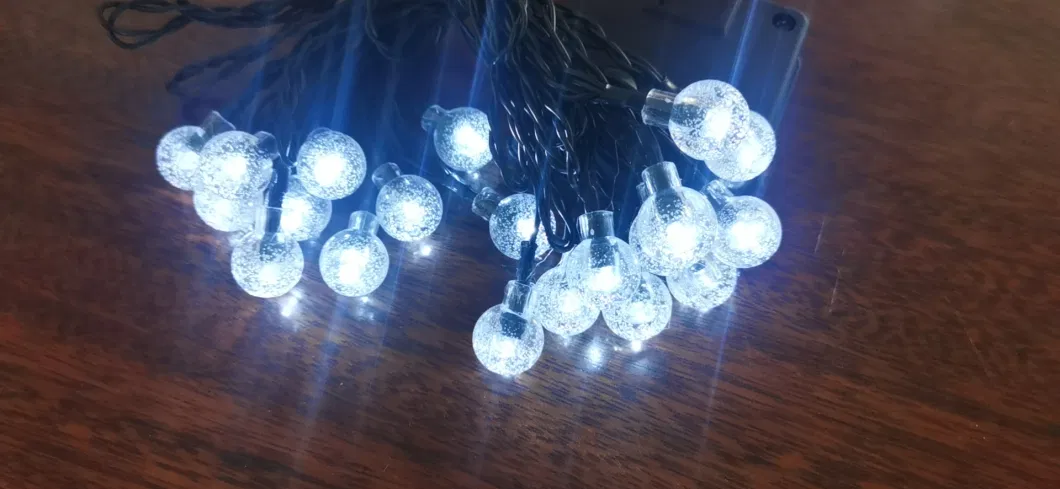 IP65 Waterproof Crystal Ball Christmas Decorate 9m 11m Solar Power LED String Lights for Outdoor Porch Deck Backyard Lawn Garden