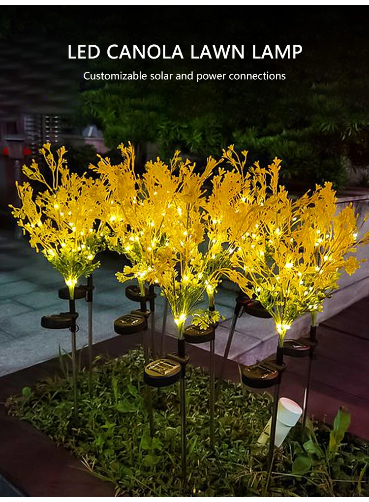 Outdoor Waterproof Garden Patio Pathway Landscape Lighting Decoration Lights LED Solar Rape Flower Lawn Lamp