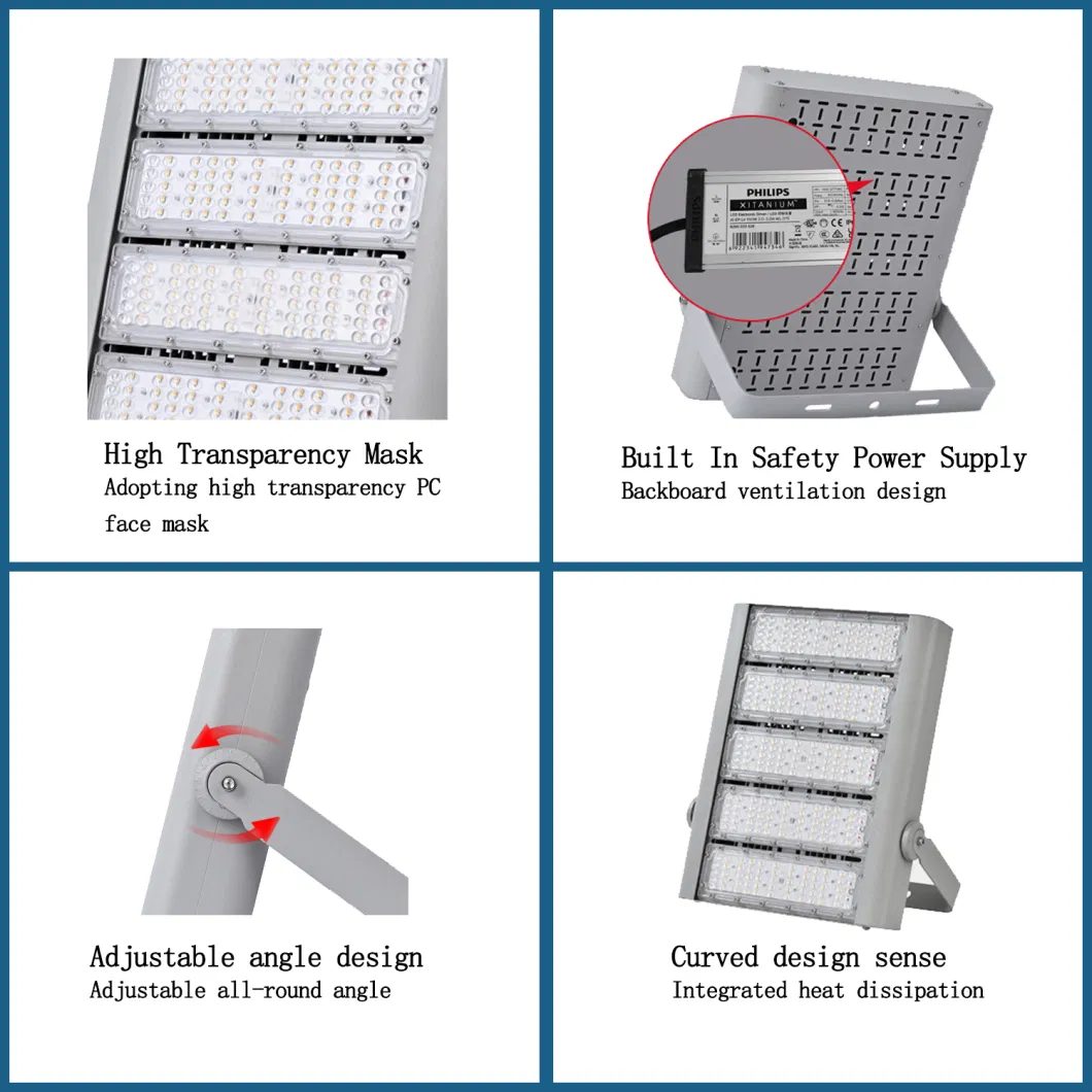 High Power Outdoor High Pole Light 100W 150W 200W 240W 300W Sports Field, Tennis Court, Football, Basketball Court, Sports Field, LED Floodlight