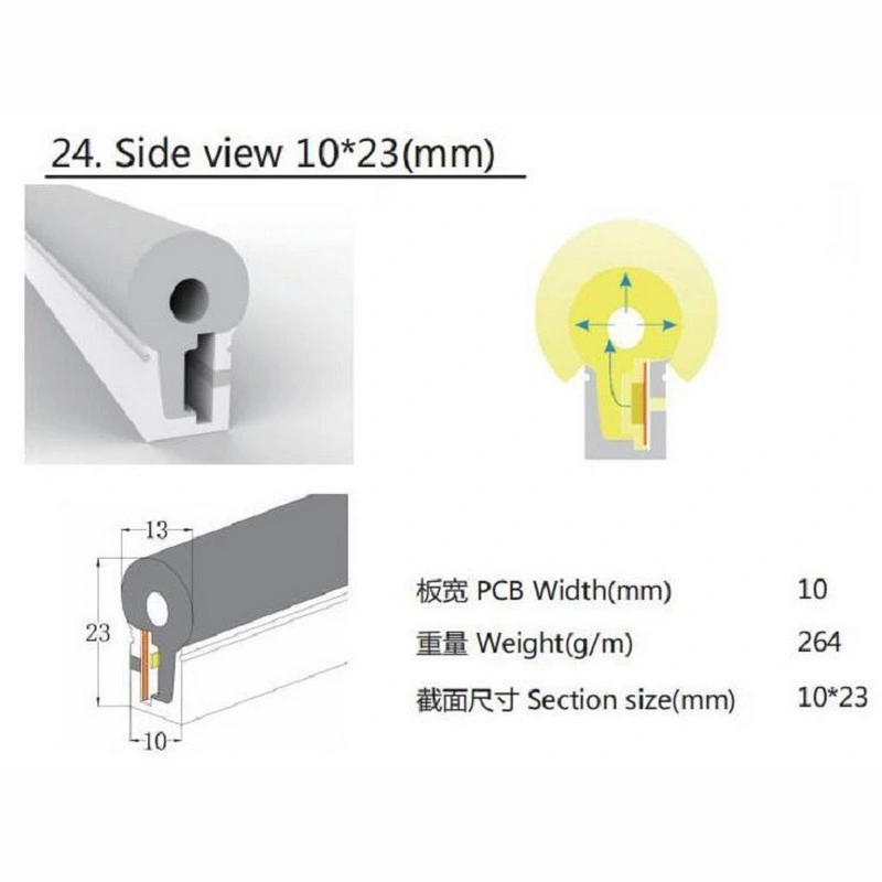 DC12V/24V/ AC220V Waterproof IP67 Outdoor All in on Silicone LED Strip Neon Integrated Extrusion Moulding Neon Rope Lights for Christmas and Decorative Light