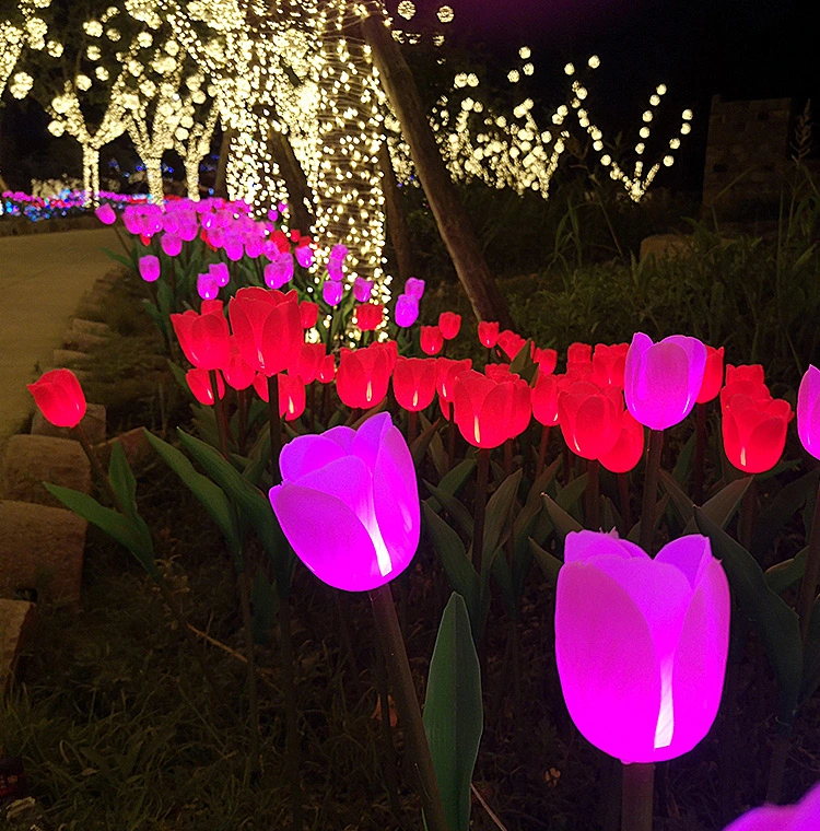 LED Outdoor Garden Decorative Waterproof LED Solar Tulip Lamp for Landscape Path Yard Lights