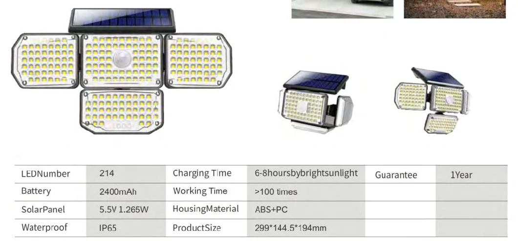 Solar Outdoor Lights, 164 LED IP65 Waterproof Motion Sensor Outdoor Lights with Remote Control, 4 Heads Solar Flood Wall Lights for Outside Garden Patio Yard