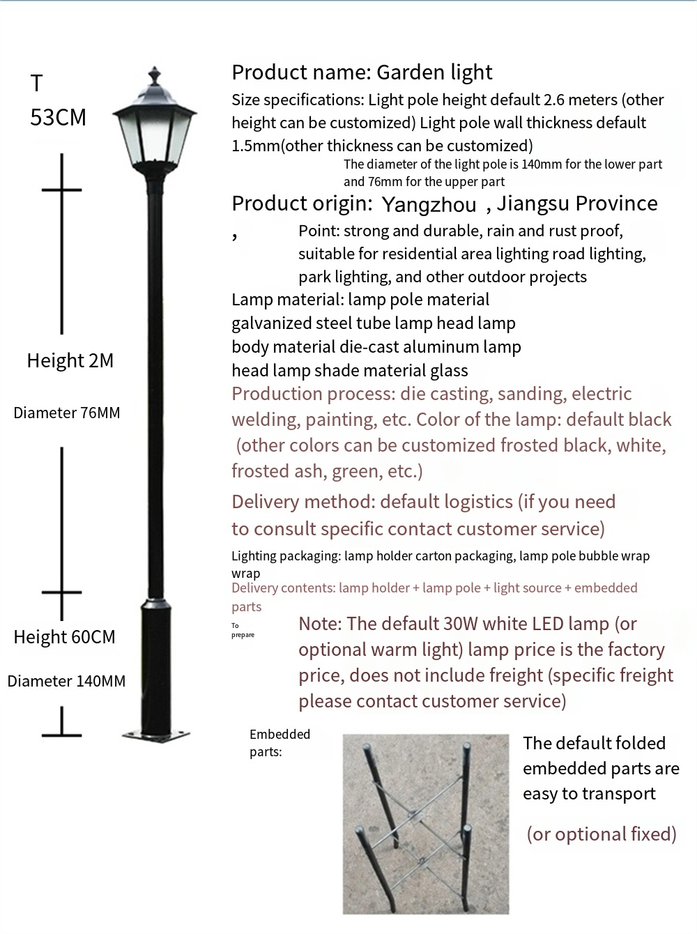 Xindi Waterproof Solar LED Lamp Post