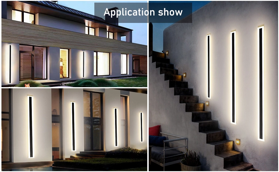 Energy Saving Modern Long LED Linear Exterior Outdoor Wall Lights 3000K for House Living Room Corridor