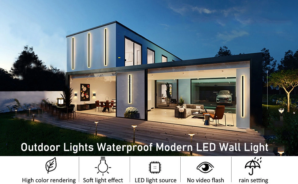 Energy Saving Modern Long LED Linear Exterior Outdoor Wall Lights 3000K for House Living Room Corridor