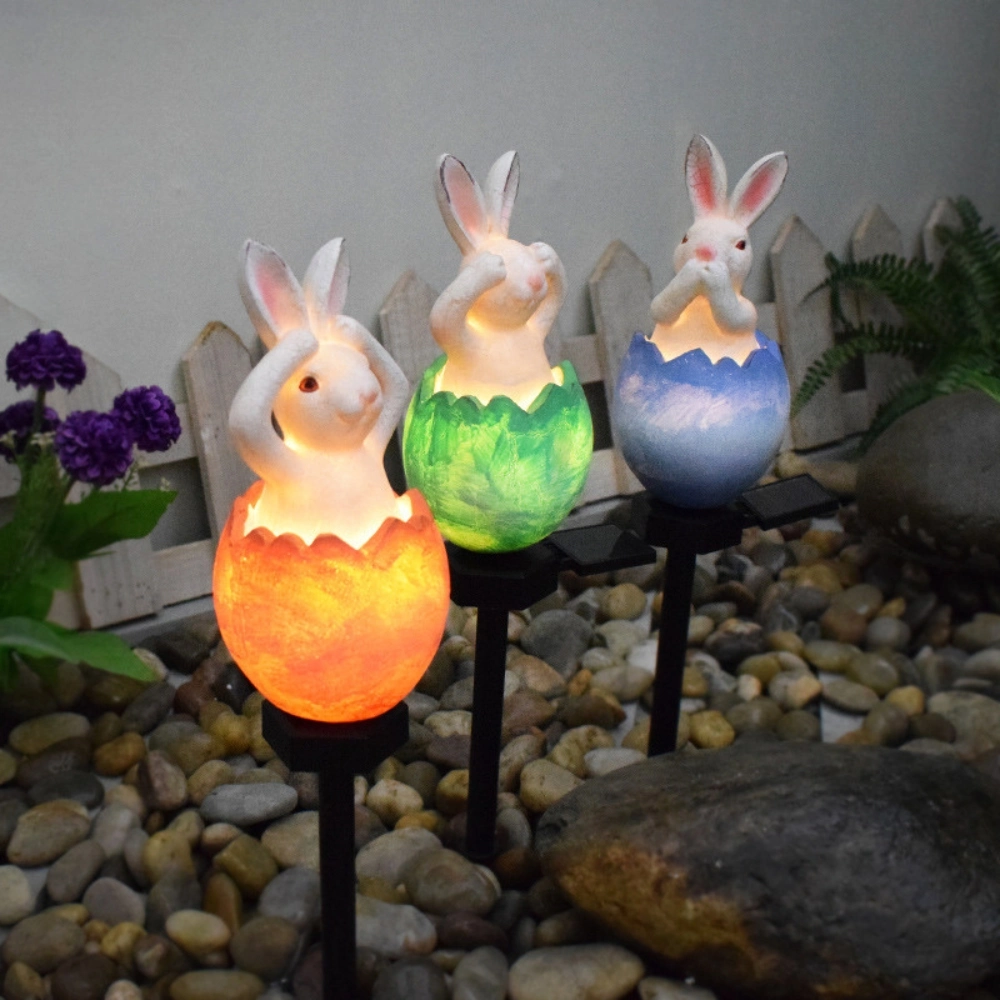 Sculpture Resin Figurines Solar Lights Garden Ornaments Outdoor Pathway Lamp Ci24748