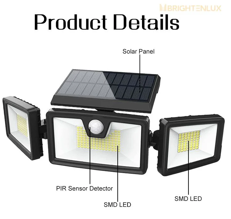 Brightenlux Garden Yard Easy Installation 188 LED Solar Energy IP65 Waterproof Motion Sensor Solar Wall Strip Light with 3 Modes Garden Light