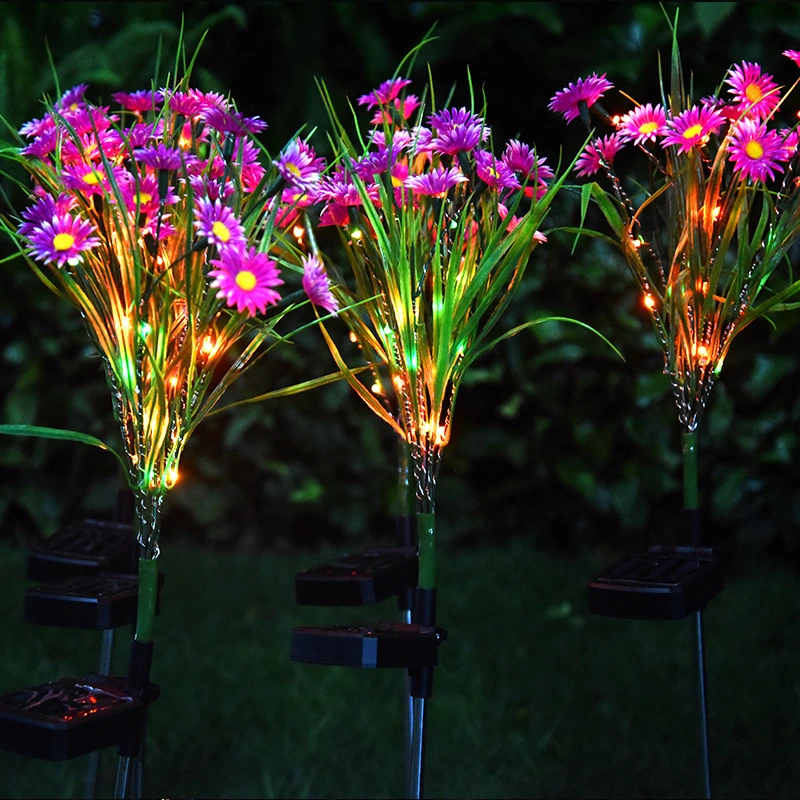 LED Daisy Flower Stake Light Solar Energy Rechargeable for Outdoor Garden Patio Pathway Porch Backyard Esg16591