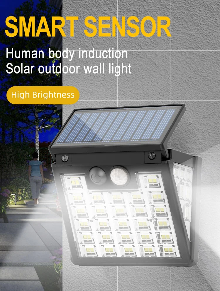 Solar Outdoor Lights 3 Working Modes Motion Sensor Security Lights IP65 Waterproof Outdoor Use for Patio Wall Garden Fence Door