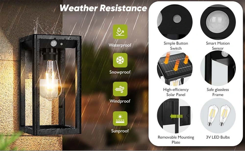 Newsky Outdoor Weatherproof Garden Lawn Pathway Decorative Sensor Solar Power Wall Light