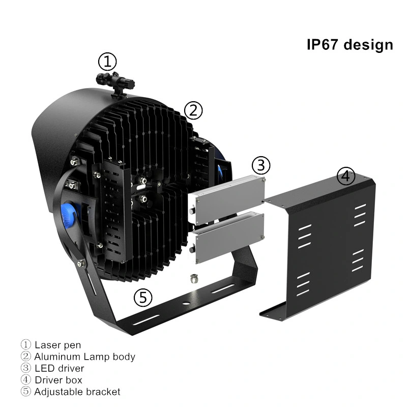 Outdoor Waterproof IP66 LED Projector Floodlight 400W 500W 600W 800W 1000W LED High Mast Light for Stadium Sports Field Area Flood Lighting