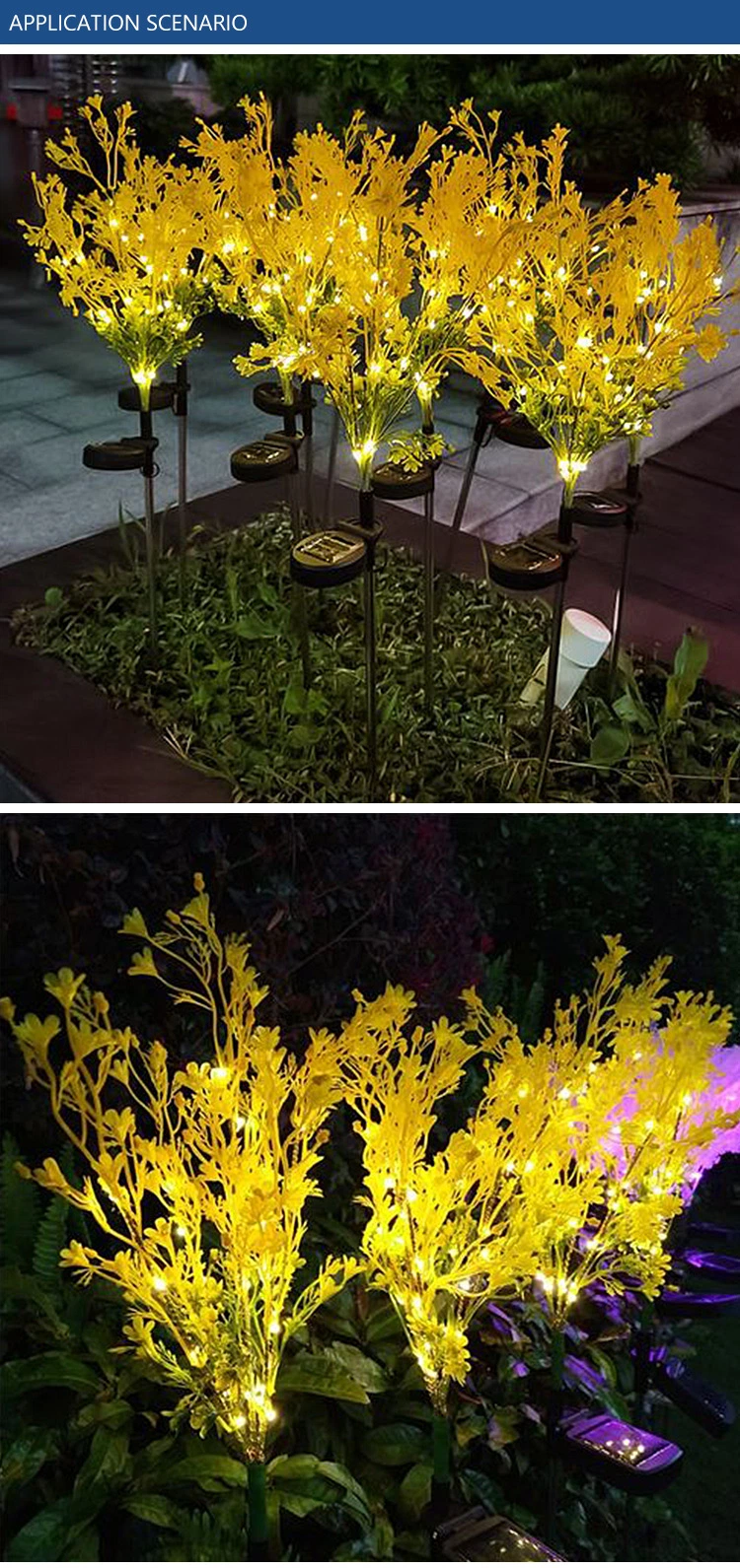 Outdoor Waterproof Garden Patio Pathway Landscape Lighting Decoration Lights LED Solar Rape Flower Lawn Lamp