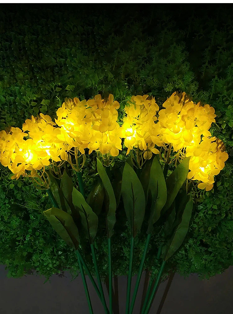 Outdoor Waterproof Garden Patio Pathway Landscape Lighting Decoration Lights LED Solar Rape Flower Lawn Lamp