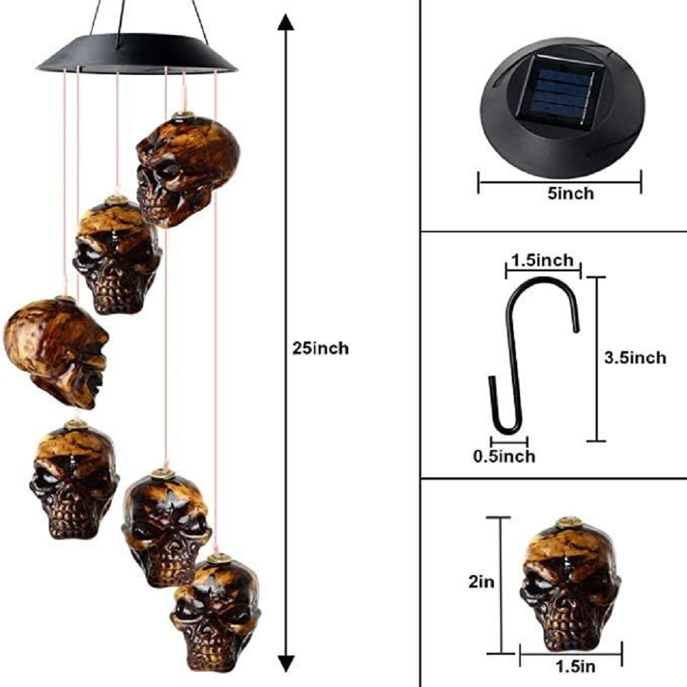 Halloween Pumpkin Wind Chimes Garden Patio Window Decor Hanging LED String Lights