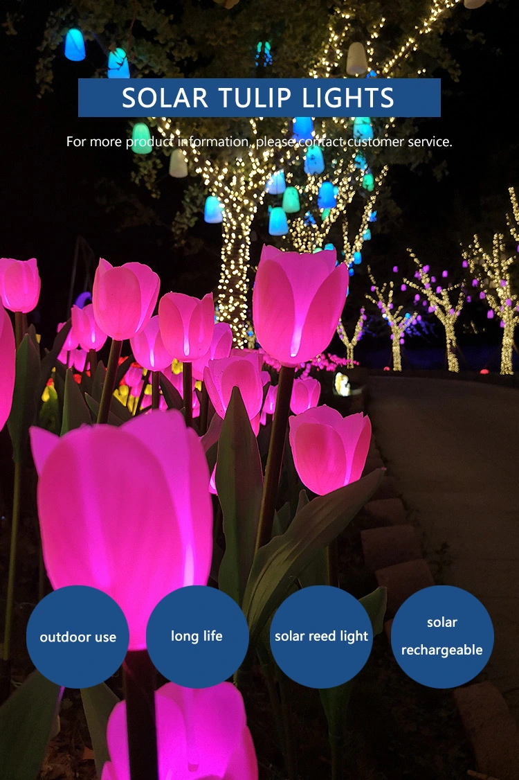 LED Outdoor Garden Decorative Waterproof LED Solar Tulip Lamp for Landscape Path Yard Lights