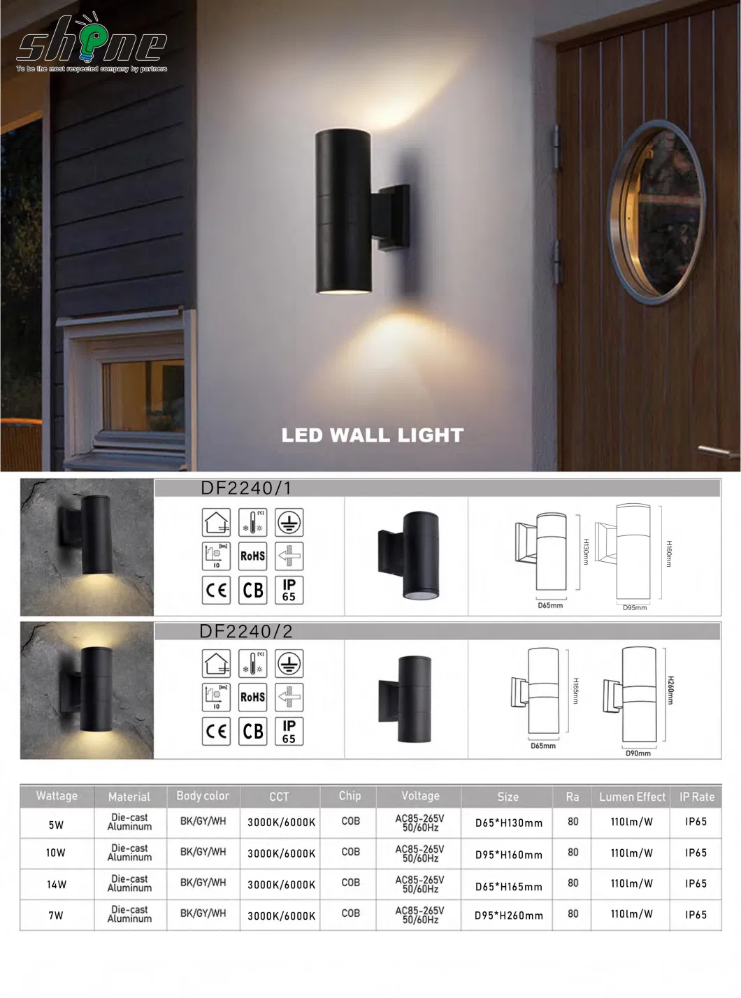 Outdoor Wall Light Sconce Aluminum Waterproof LED Wall Lamps for Patio