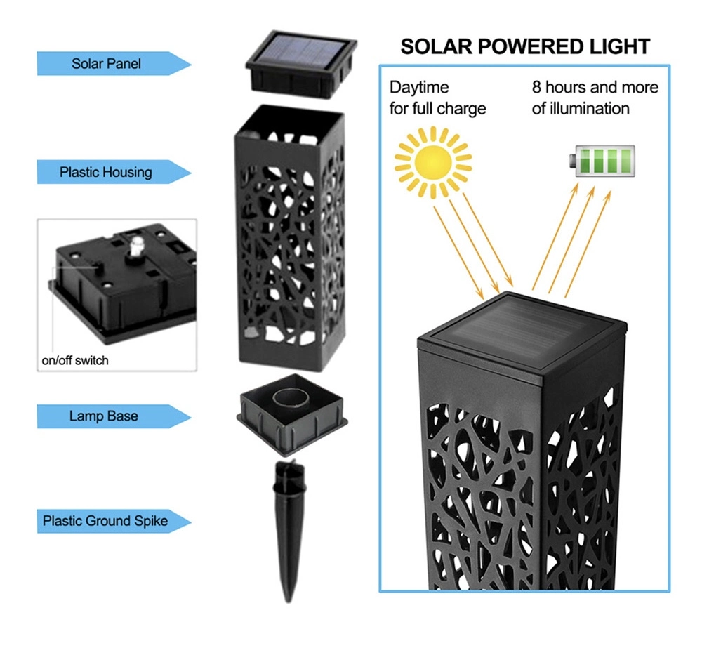 Rechargeable Solar Energy Outdoor Garden Lamp Hollow Carved Pattern Solar Path Light