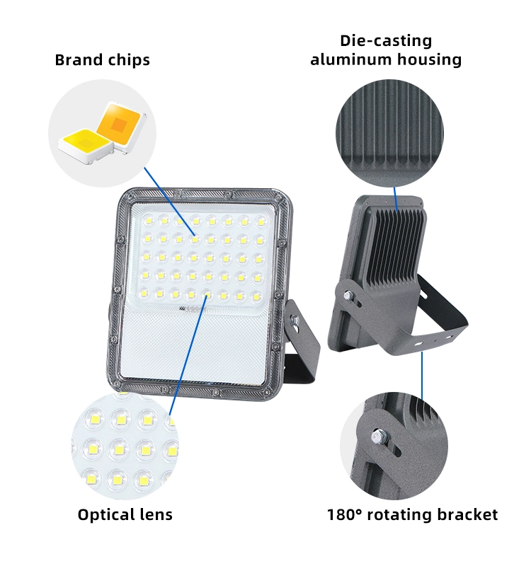 Kcd Waterproof IP65 Home LED Street Garden 30W 50W 100W 200W 300W 400W 500W Outdoor Solar Power Lamp Floodlight 170lm/W Solar LED Flood Light