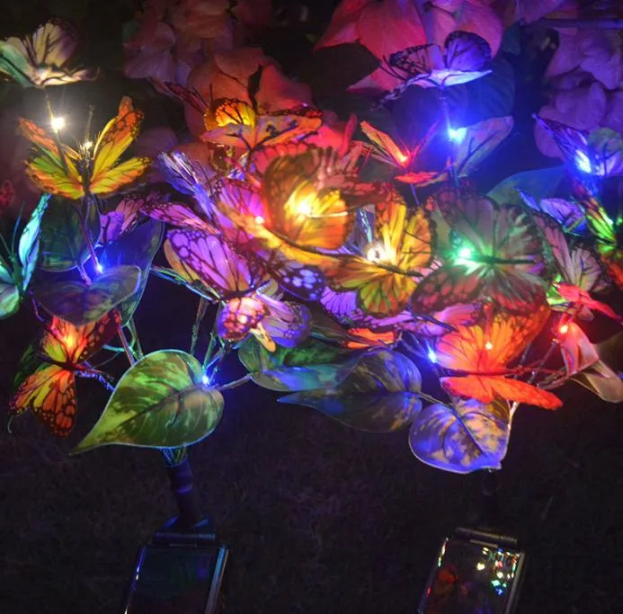 Outdoor Waterproof Energy Conservation Artificial Colorful Butterfly Decorative Lighting LED Garden Patio Lawn Lamo Park Solar Butterfly Garden Light