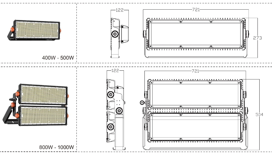 New IP66 170lm/W Dim Arena Baseball Football Basketball Tennis Court Cricket Ground Soccer Field Stadium Sport Light LED Floodlight 800W 1000W 500W 1500W 2000W