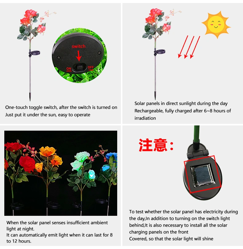 Tulip Lamps Rose Lotus Lily Camellia Flower Lights Artificial Light Decoration Patio Ground Garden Landscape Lamp