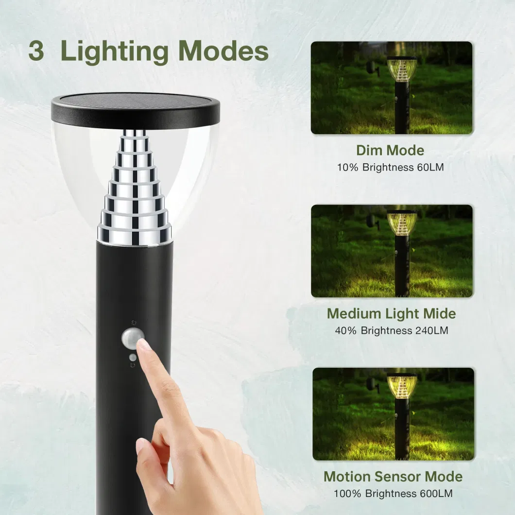 Modern Stainless Steel Motion Sensor Pyramid Garden Lights Solar Powered for Yard Patio Pathway