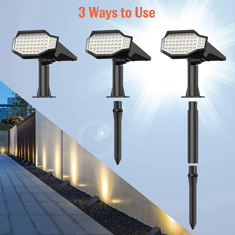 IP65 Solar Lights Outdoor 66 LEDs 2200mAh Super Bright Spotlights 2-in-1 Waterproof Security Wall Lights Solar Garden Light