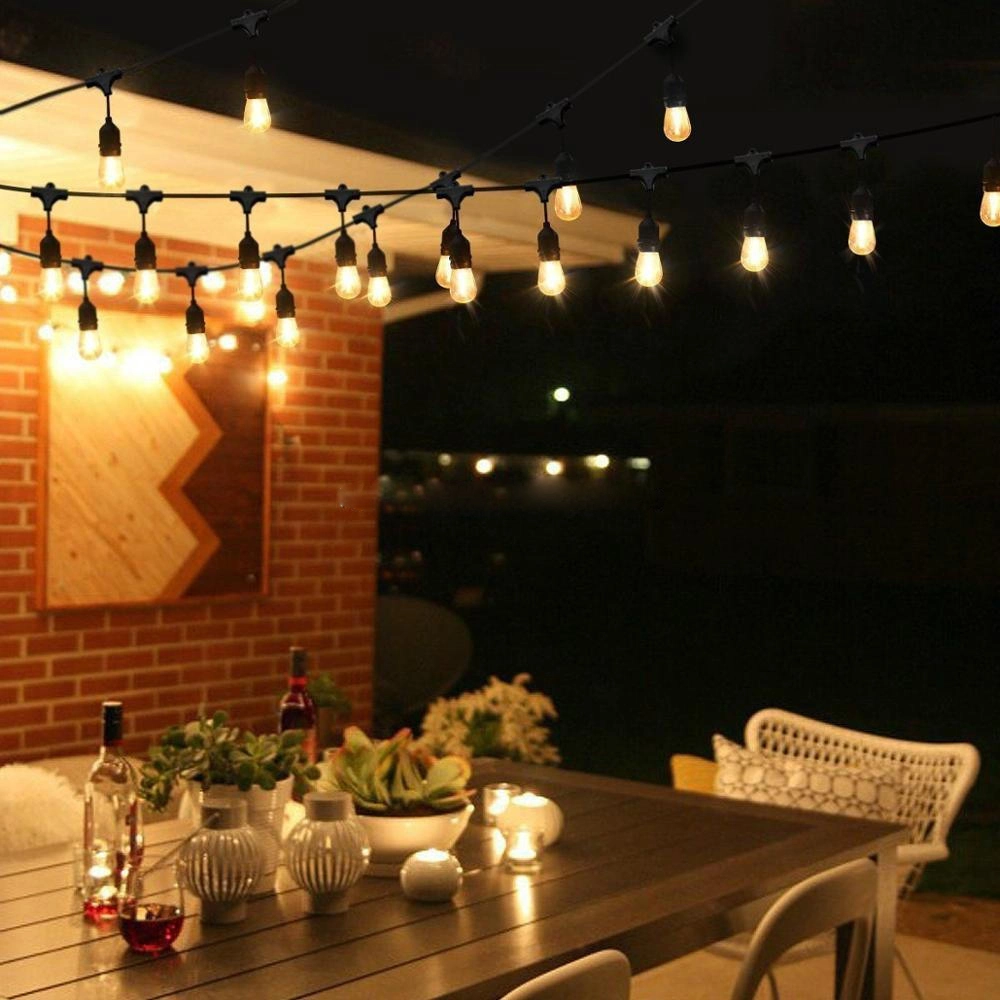 LED Colorful Fairy Christmas G40 Patio String Light Outdoor Waterproof IP65 48FT E27 Socket 2W S14 Bulb Light for Wedding Courty