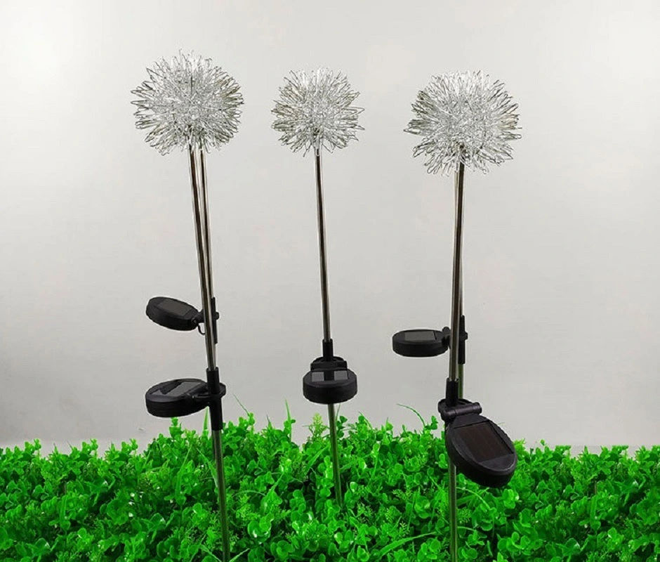 Rechargeable LED Ball Dandelion Flower Stake Light Solar Energy for Outdoor Garden Patio Pathway Porch Backyard Bl16592