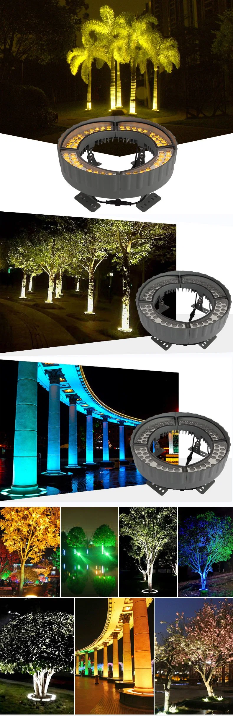 Patio Coconut Palm Hug Lamp Decorative Garden Cedrus Maple Hoop Lights Projection Scenery Landscape Lighting 18W 36W 72W RF RGBW Flood Light