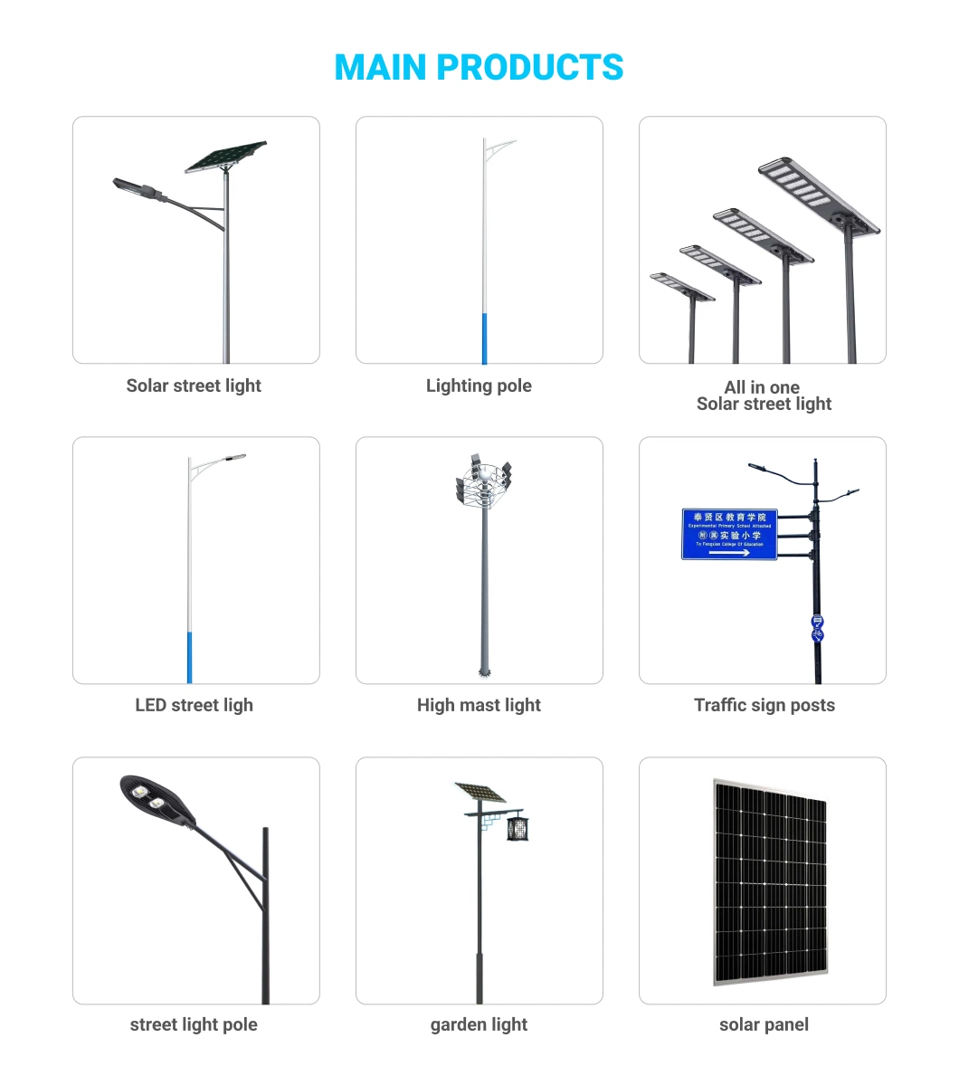 Solar Outdoor Light 6m 8m 10m 12m All in One LED Solar Street Light Traffic Light Sport Field FCC