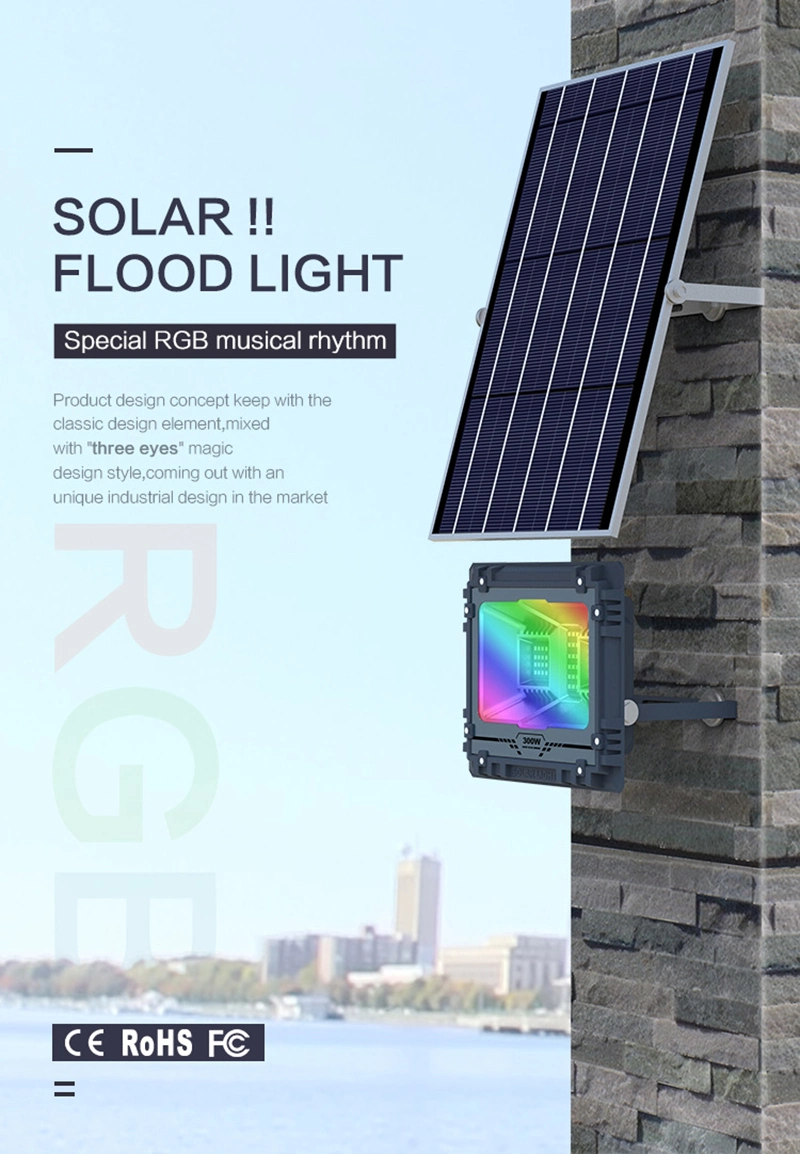 Smart APP Control RGB Color Changing Exterior Light Outdoor Floodlights Dusk to Dawn Solar Power Security LED Solar Flood Light