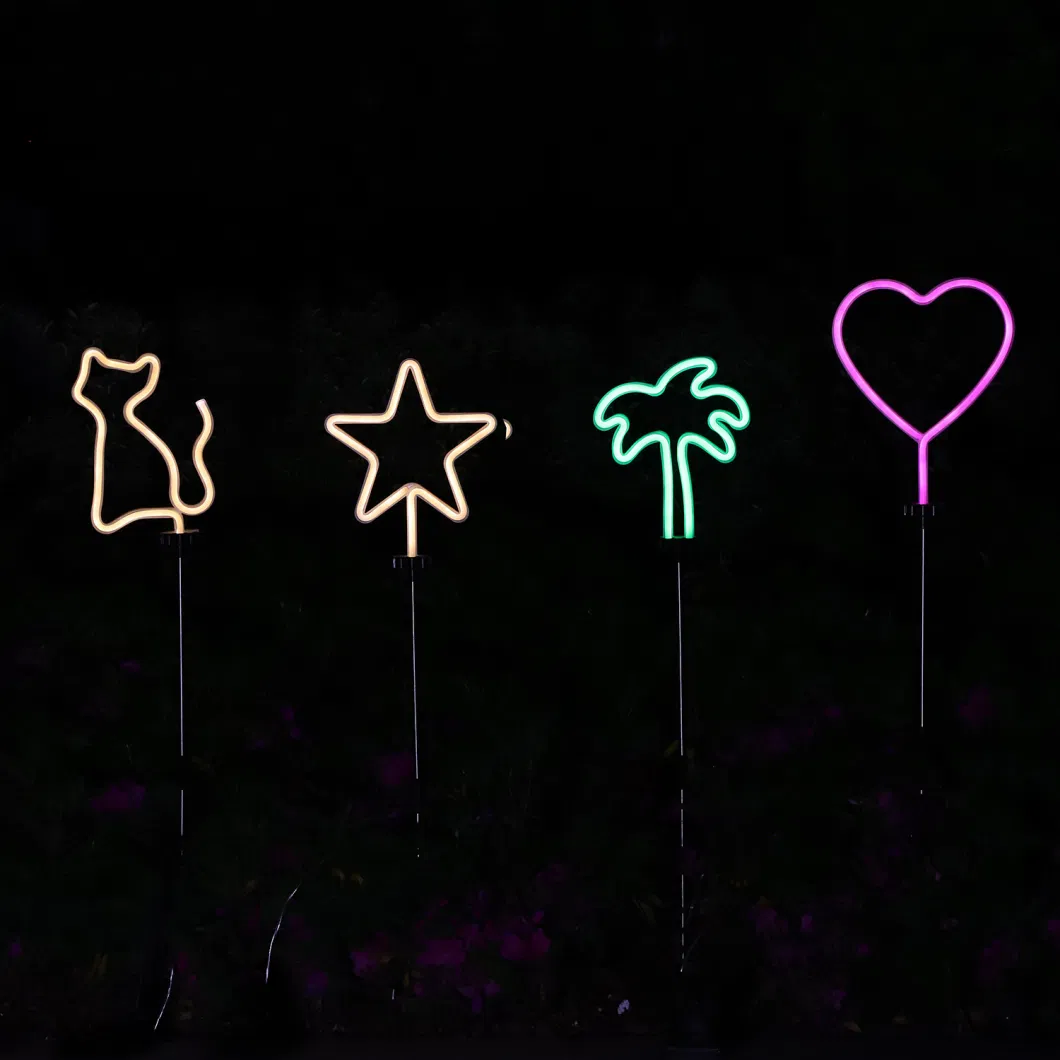 Wholesale Lawn Decor Neon Heart Style Solar Powered Garden Stake Lights for Outdoor Decorative Lamp