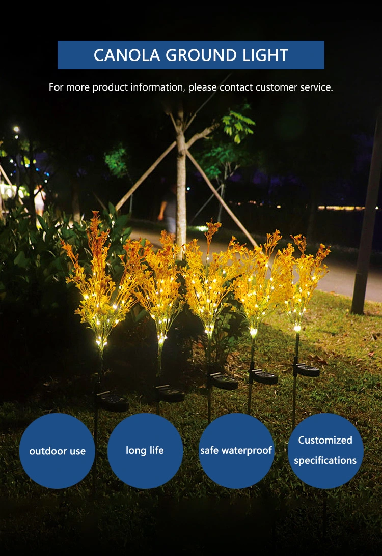 Outdoor Waterproof Garden Patio Pathway Landscape Lighting Decoration Lights LED Solar Rape Flower Lawn Lamp