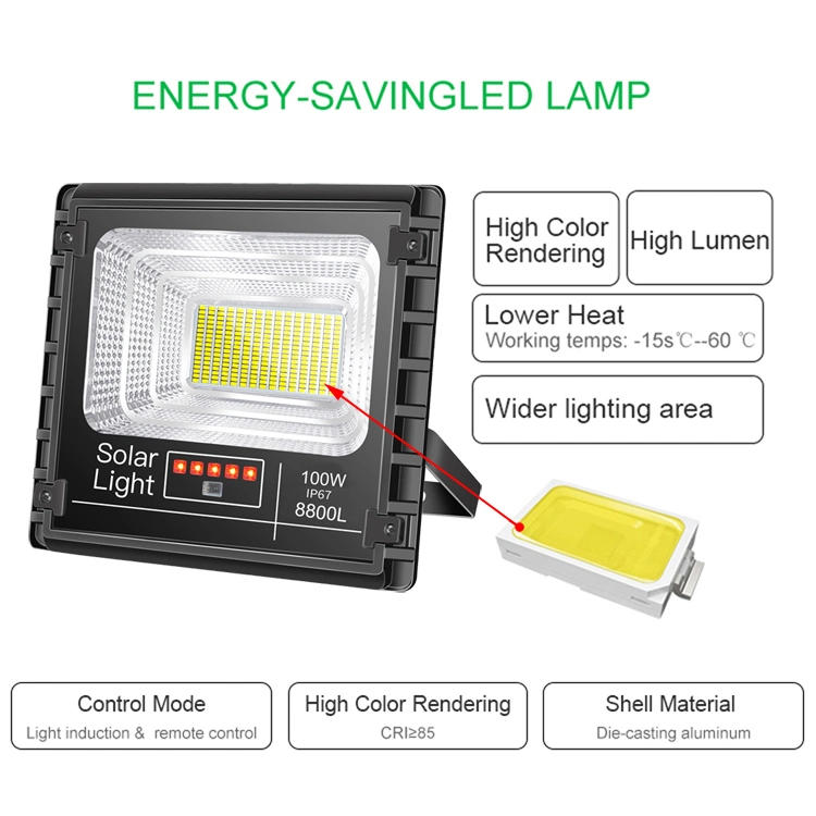 200W Outdoor Solar LED Flood Light 100W 50W Lamp Waterproof Outdoor Lighting Solar Power Station