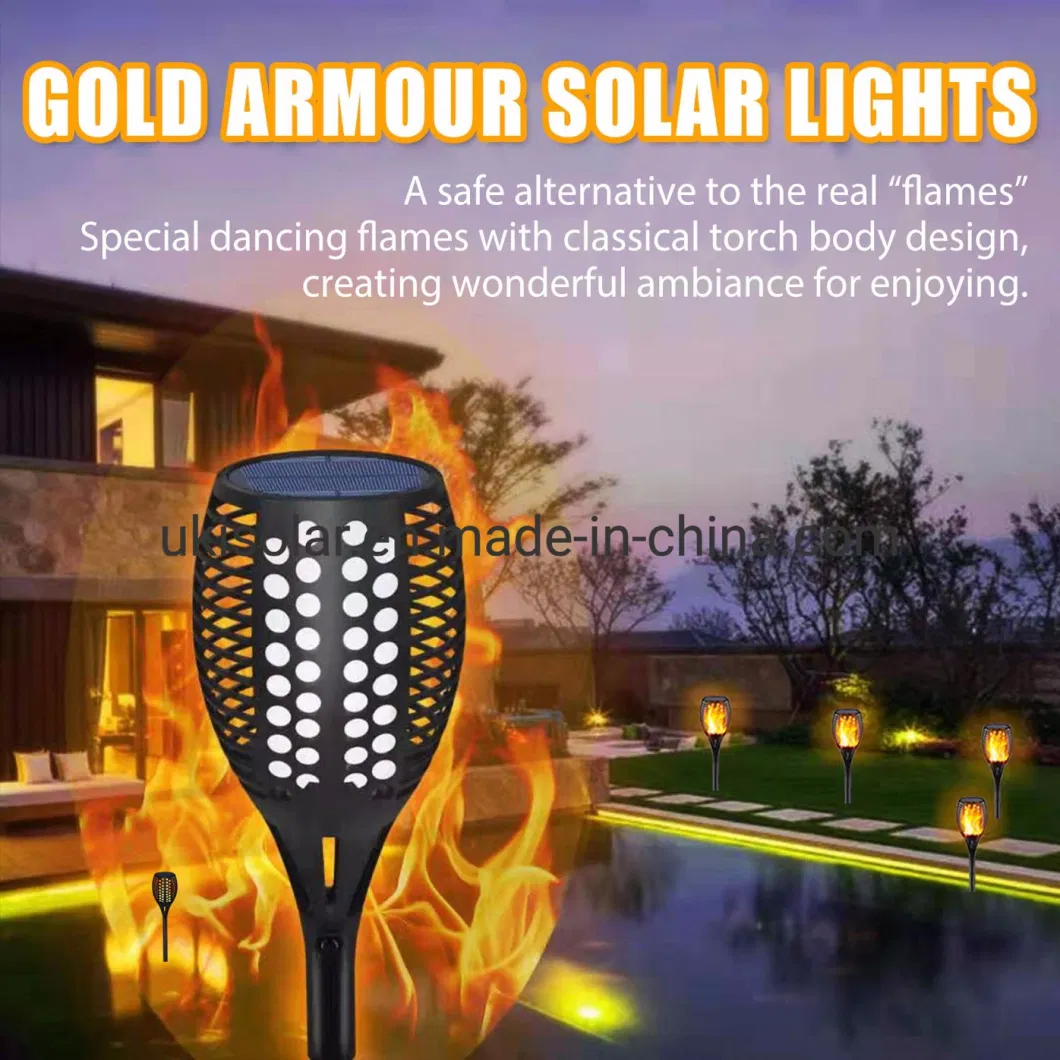 Solar Touch Lights, Dancing Flame Lighting 96 LEDs Lights Flickering Tiki Waterproof Wireless Auto on/off Outdoor Light for Patio Garden Path Yard Wedding Party