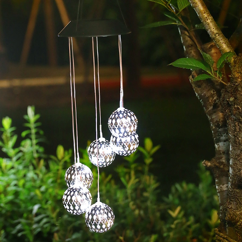 Outdoor Courtyard Garden Decorative Light Waterproof Landscape Small Hanging Light Solar Chandelier Wind Chime Light