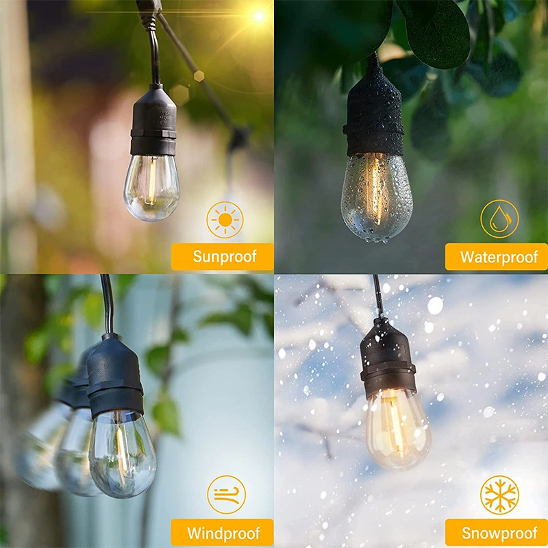 S14 String Decoration Lights E27 LED Retro Edison Filament Bulb Outdoor Garden Landscaping Patio Holiday Wedding Garland Camping Lighting LED Light