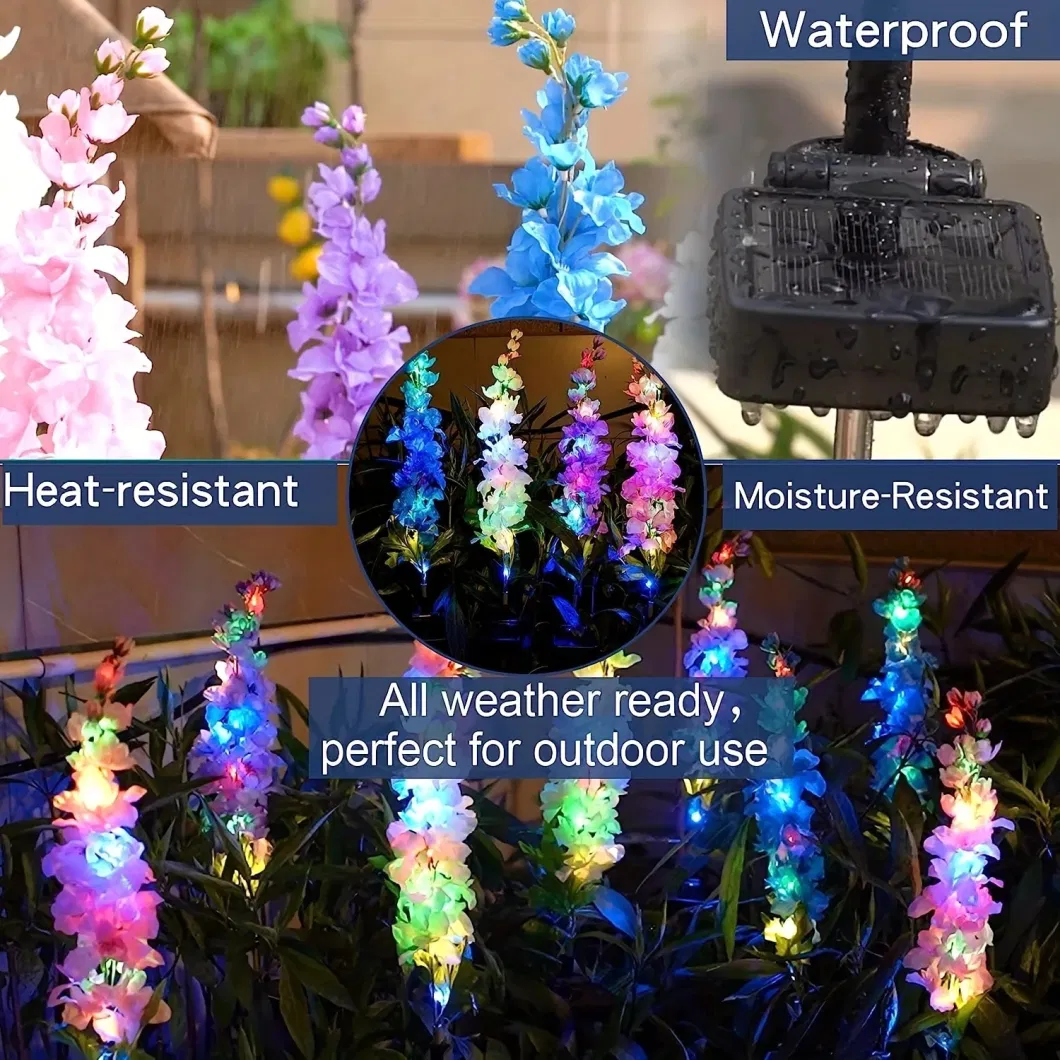 Outdoor Garden Solar Lamp Light up Flower Decor Courtyard Path Corridor Lawn Landscape Lamp Solar Power Violet Hyacinth Light