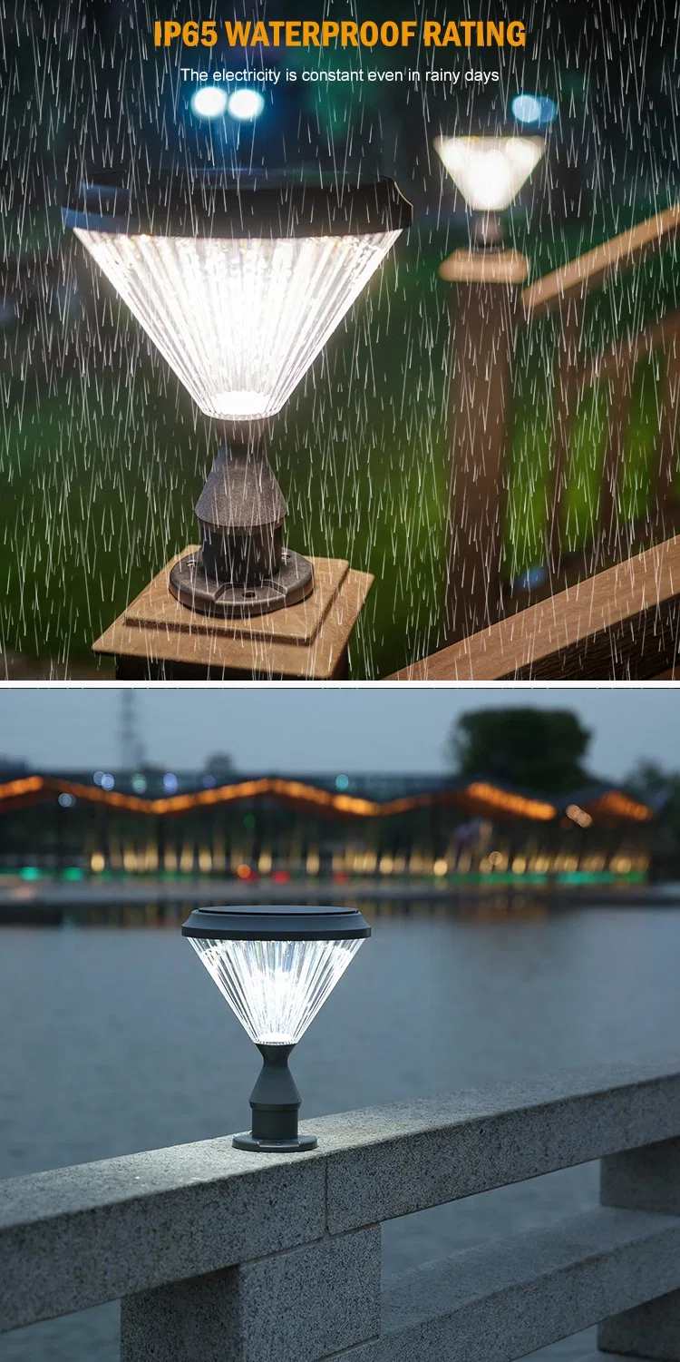 Solar Power Generation Column Lamp Hourglass 2 Watt Outdoor Garden Villa Courtyard Decoration Light