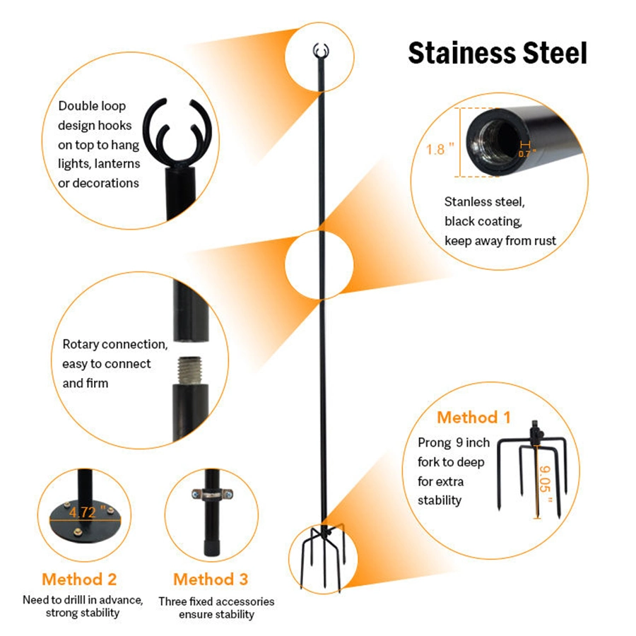 Jh-Mech Sturdy and Durable Metal Pole for String Lights